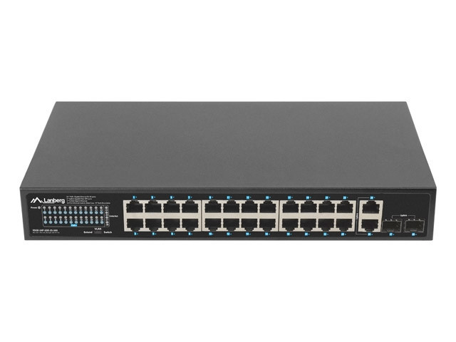 Управляван комутатор LANBERG, 24x 1GB PoE+/2x GB SFP, Rackmount 19", 360W - RSGE-24P-2GE-2S-360 - 6