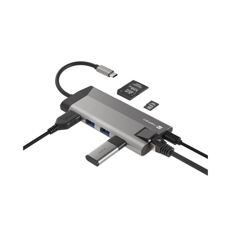 Докинг станция NATEC Fowler Plus, USB 3.0 HUB, HDMI 4K, USB-C PD 100W, RJ45, SD/MicroSD - NMP-1690 - 4
