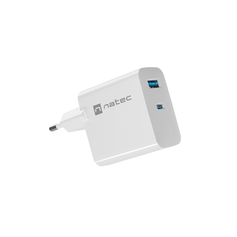 Зарядно за стена NATEC Ribiera GaN, 65W USB-A + USB-C - NUC-2144 - 1