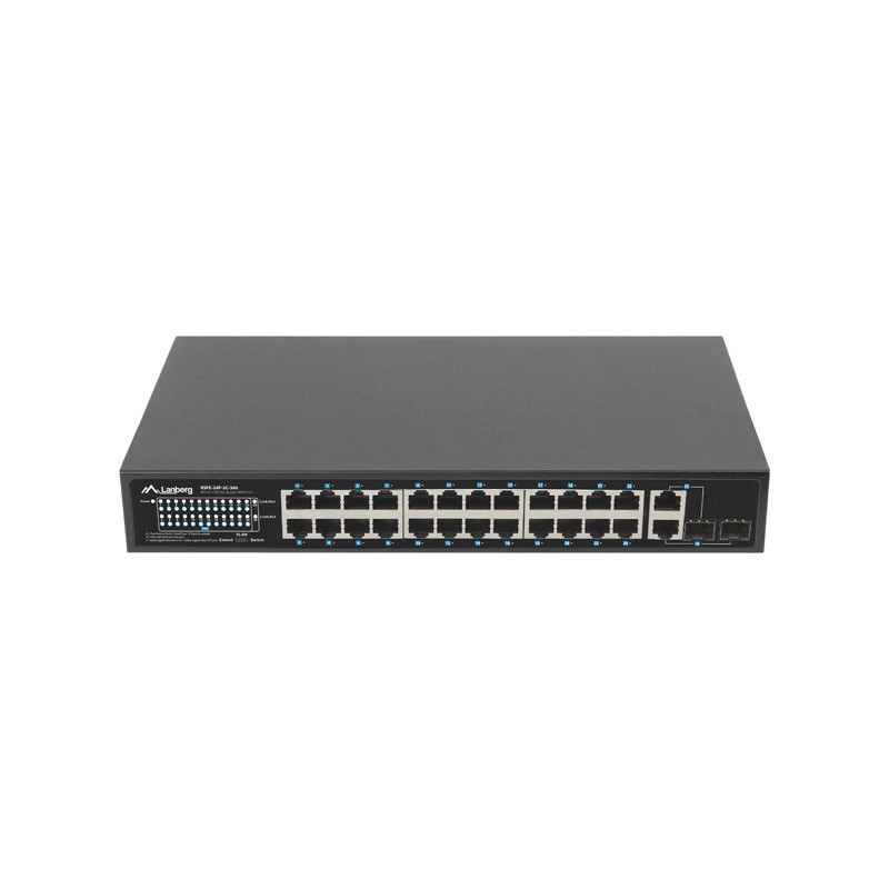 Мрежов комутатор Lanberg, 24x 100Mbps PoE+/2x SFP Gigabit, 360W, Rack 19" - RSFE-24P-2C-360 - 3