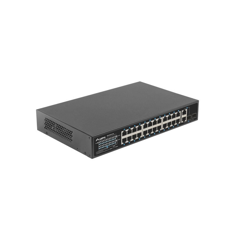 Мрежов комутатор Lanberg, 24x 100Mbps PoE+/2x SFP Gigabit, 360W, Rack 19" - RSFE-24P-2C-360 - 4