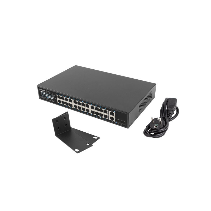 Мрежов комутатор Lanberg RSFE-24P-2C-250, 24x 100MB PoE+/2x SFP Combo, Rack 19", 250W - 1
