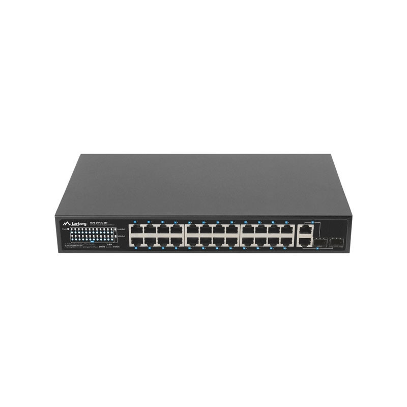 Мрежов комутатор Lanberg RSFE-24P-2C-250, 24x 100MB PoE+/2x SFP Combo, Rack 19", 250W - 2
