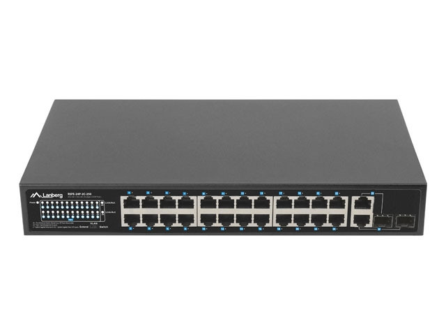 Мрежов комутатор Lanberg RSFE-24P-2C-250, 24x 100MB PoE+/2x SFP Combo, Rack 19", 250W - 2