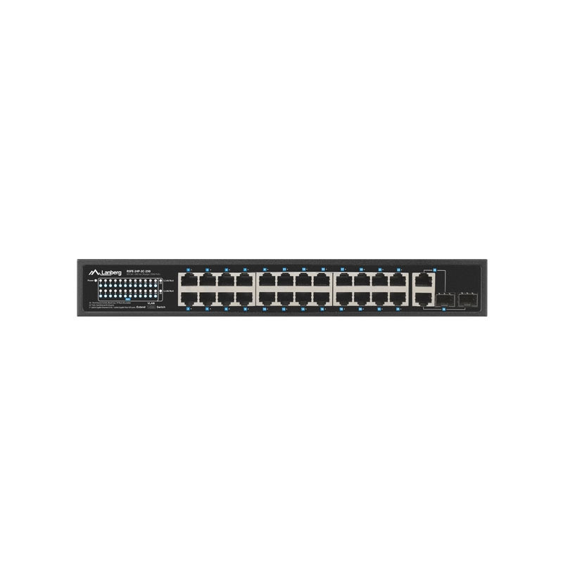 Мрежов комутатор Lanberg RSFE-24P-2C-250, 24x 100MB PoE+/2x SFP Combo, Rack 19", 250W - 7