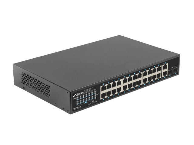 Мрежов комутатор LANBERG, 24x 1GB PoE+/2x GB SFP, 250W, Rack 19" - RSGE-24P-2GE-2S-250 - 3