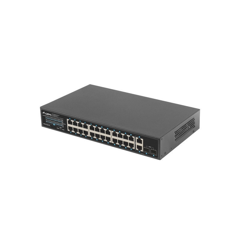 Мрежов комутатор LANBERG, 24x 1GB PoE+/2x GB SFP, 250W, Rack 19" - RSGE-24P-2GE-2S-250 - 4