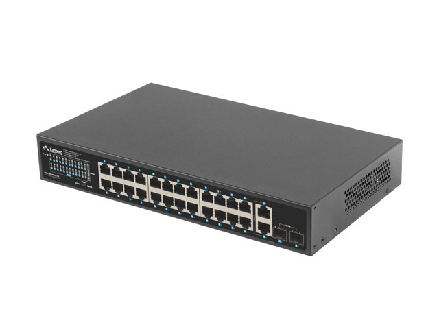 Мрежов комутатор LANBERG, 24x 1GB PoE+/2x GB SFP, 250W, Rack 19" - RSGE-24P-2GE-2S-250 - 4