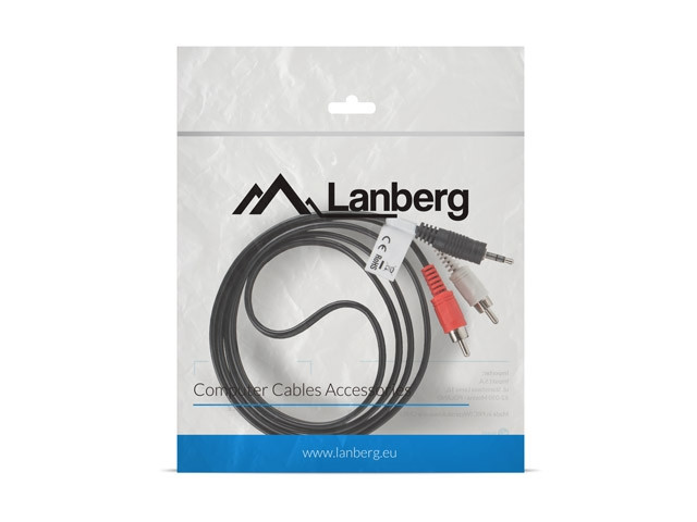 Кабел Lanberg, Mini Jack 3.5mm към 2x RCA Chinch, 1.5m, Черен - CA-MJRC-10CC-0015-BK - 3