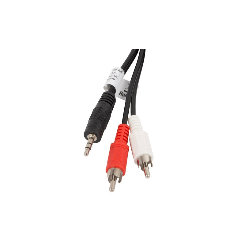 Аудио кабел Lanberg, Mini Jack 3.5mm към 2x RCA, 5m - CA-MJRC-10CC-0050-BK - 1