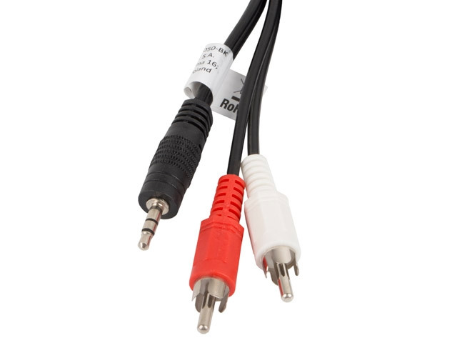 Аудио кабел Lanberg, Mini Jack 3.5mm към 2x RCA, 5m - CA-MJRC-10CC-0050-BK - 1