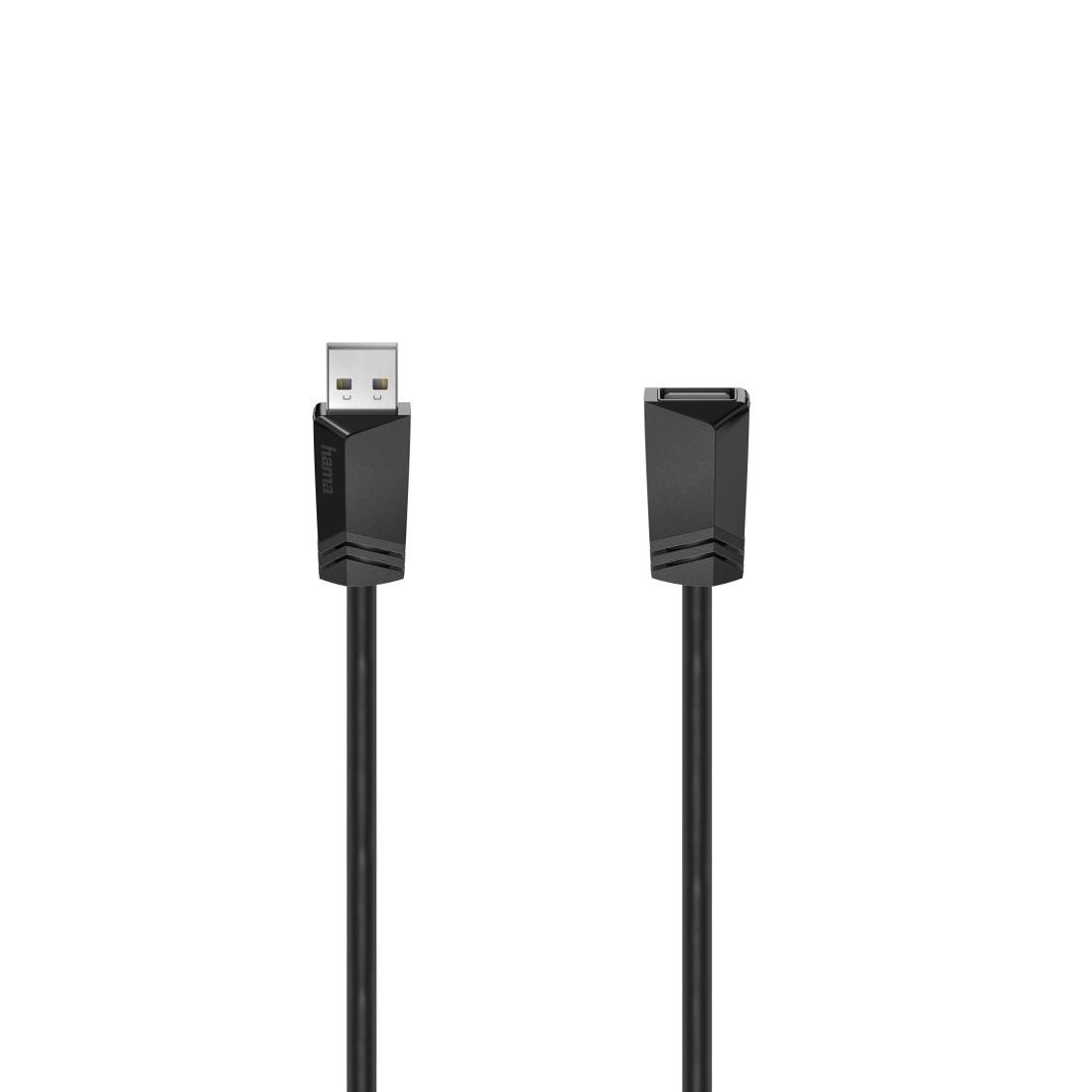 Удължителен кабел HAMA, USB-A женско - USB-A мъжко, 0.75 м, Черен - 200618 - 1
