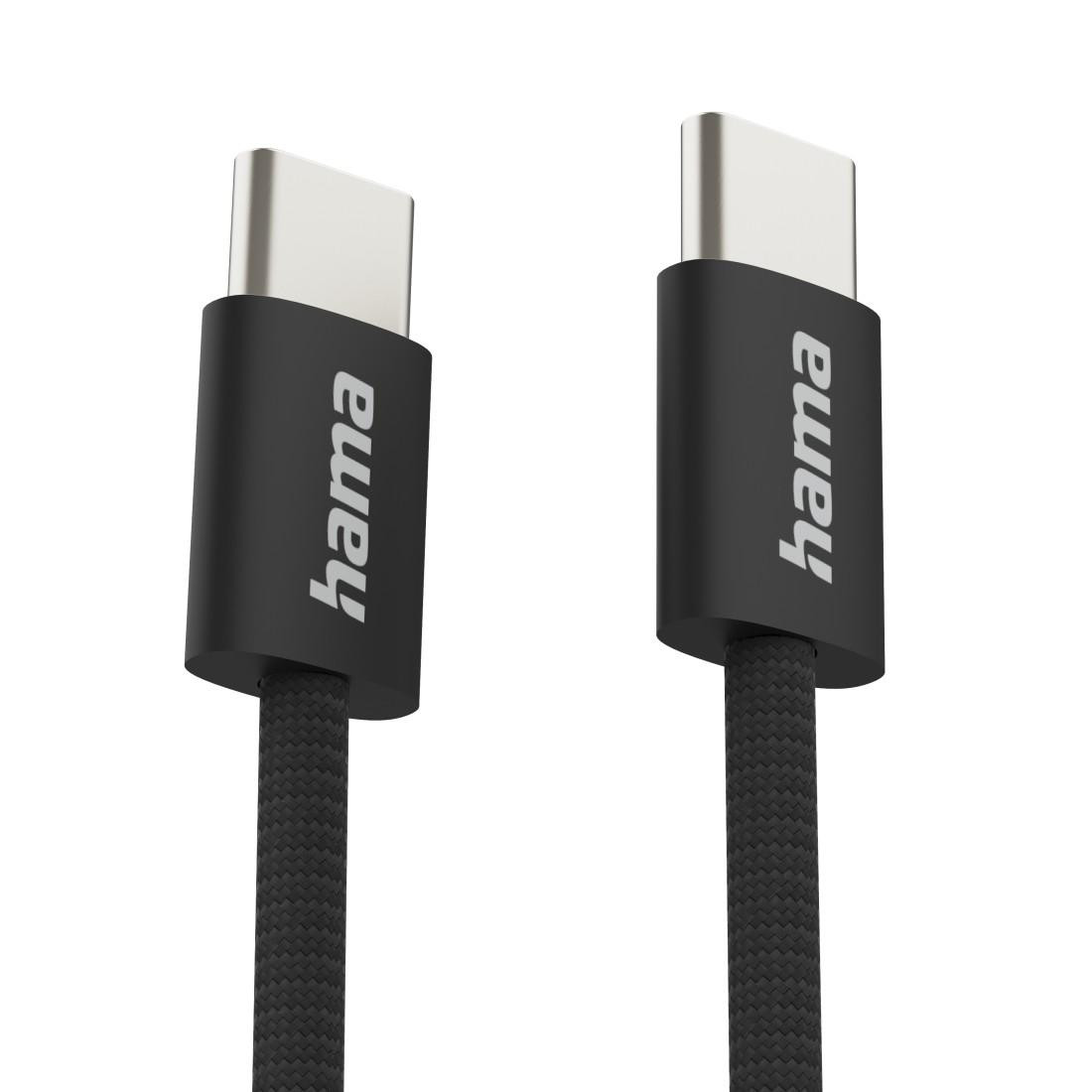 Кабел HAMA Fabric, USB-C към USB-C, 1m, Nylon, Черен - 195002 - 5