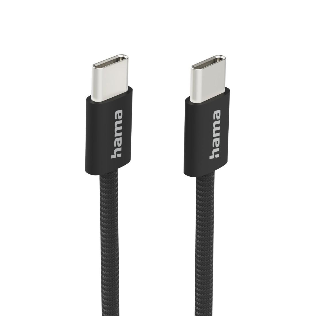 Кабел HAMA Fabric, USB-C към USB-C, 1m, Nylon, Черен - 195002 - 7