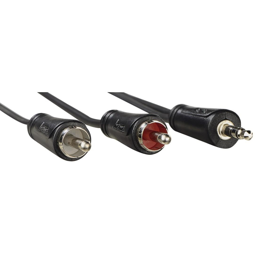 Аудио кабел HAMA, 3.5mm Jack мъжко - 2x RCA мъжко, 3m, Стерео, Черен - 205111 - 2
