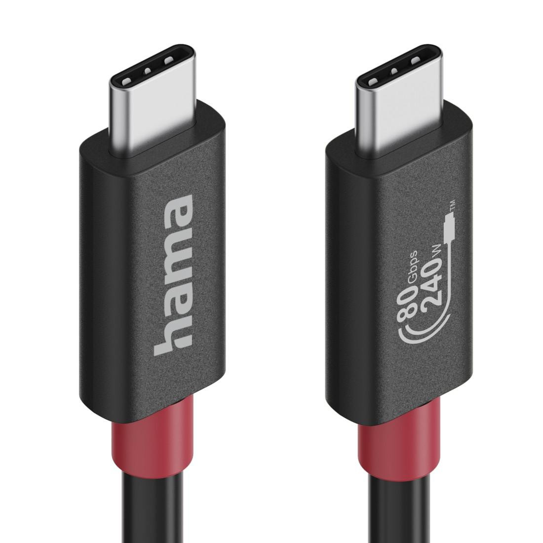 USB кабел HAMA Essential, USB-C, 1 м, 80 Gbit/s, 240 W, черен - 200799 - 3