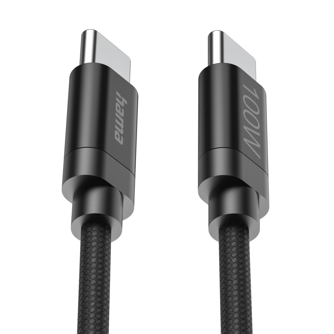 Кабел за зареждане HAMA Fabric, USB-C to USB-C, 100W, 3m, Nylon, Черен - 201749 - 4