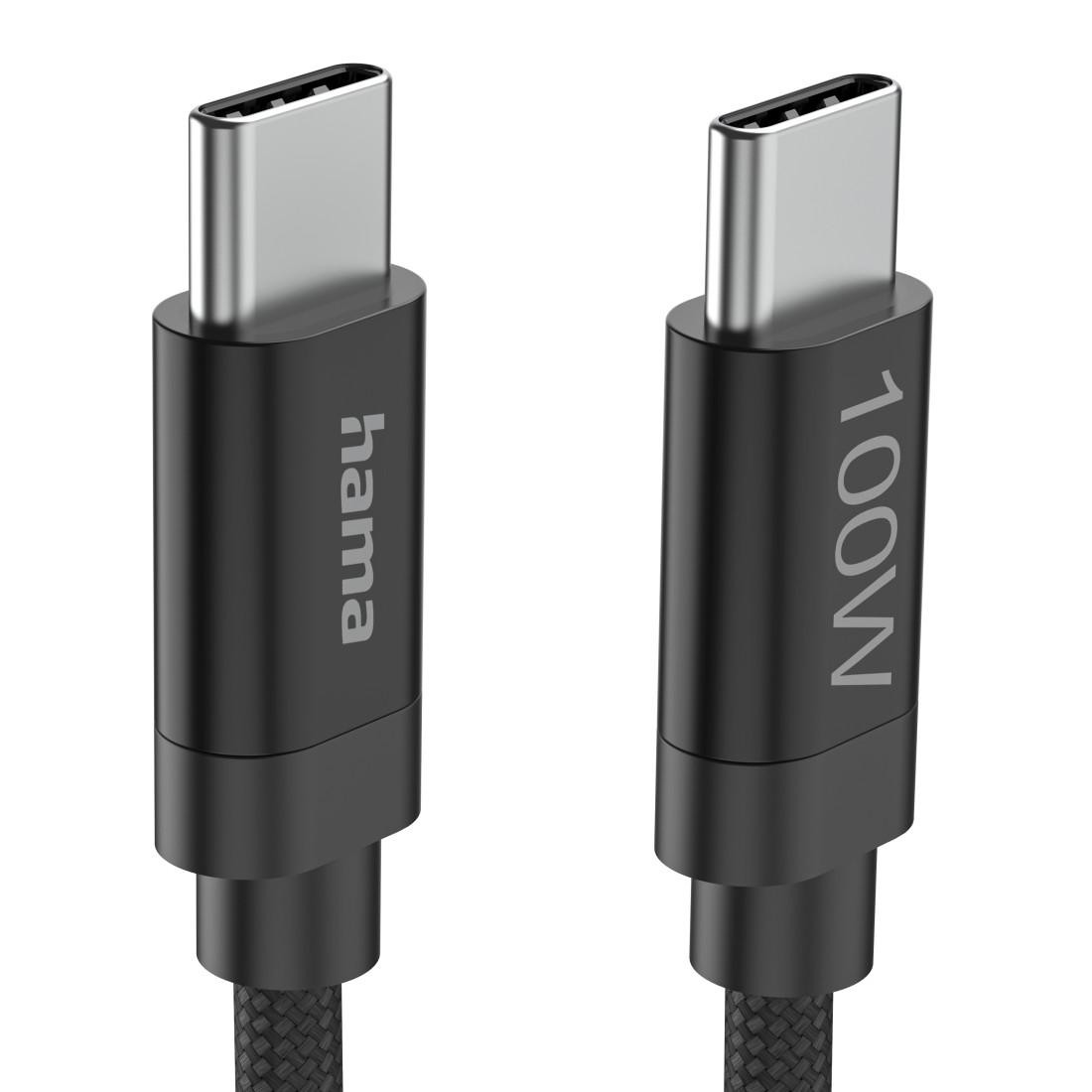 Кабел за зареждане HAMA Fabric, USB-C to USB-C, 100W, 3m, Nylon, Черен - 201749 - 5