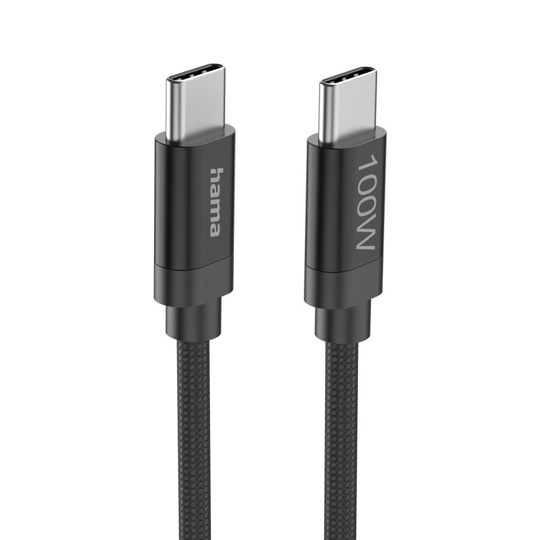 Кабел за зареждане HAMA Fabric, USB-C to USB-C, 100W, 3m, Nylon, Черен - 201749 - 6