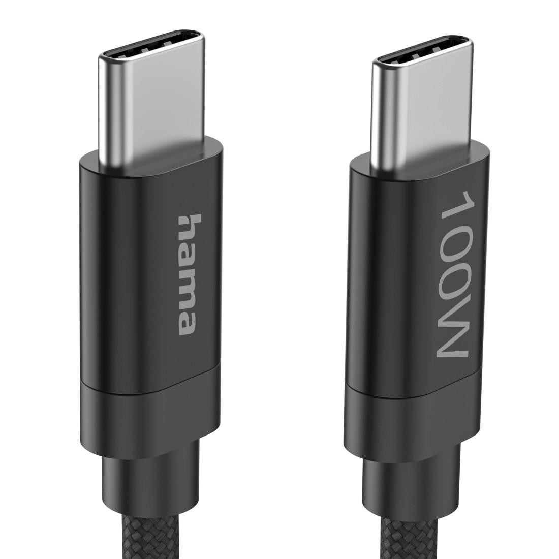 Кабел за зареждане HAMA Fabric, USB-C to USB-C, 100W, 3m, Nylon, Черен - 201749 - 9