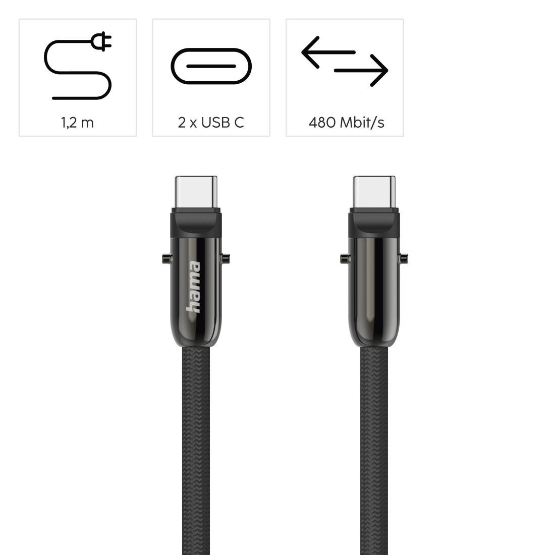 USB-C кабел HAMA, 1.2м, 480 Mbit/s, Екраниран, Черен - 201751 - 11