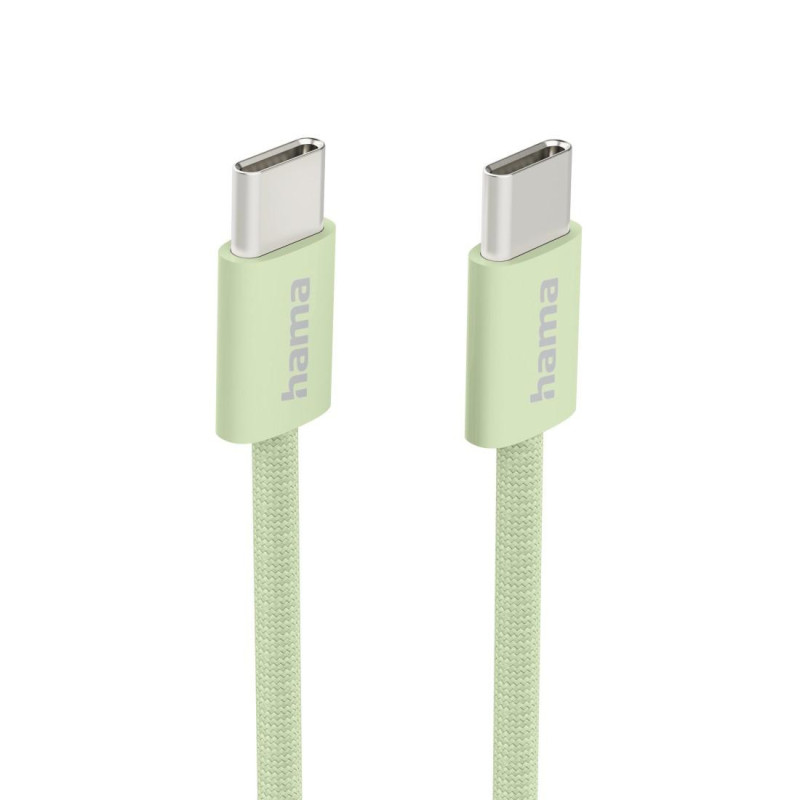 Кабел за зареждане HAMA Fabric, USB-C - USB-C, 1м, Nylon, Зелен - 201726 - 2