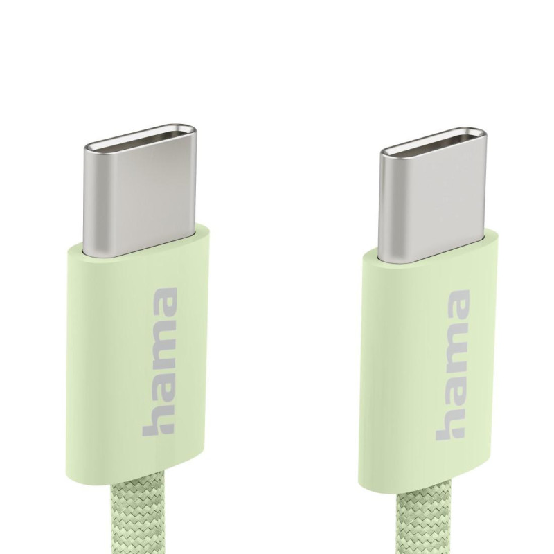 Кабел за зареждане HAMA Fabric, USB-C - USB-C, 1м, Nylon, Зелен - 201726 - 4