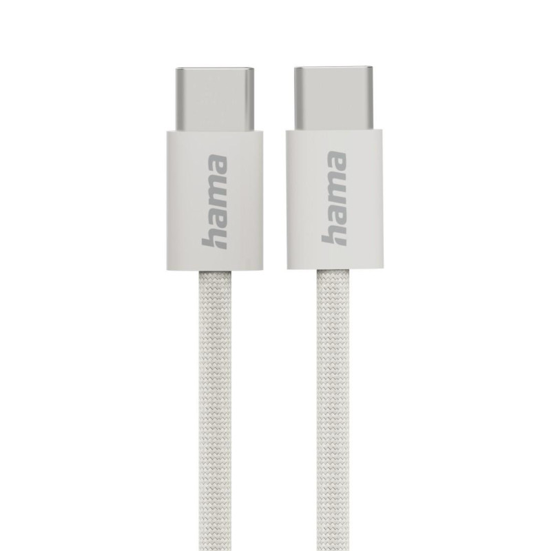 Кабел за зареждане HAMA Fabric, USB-C - USB-C, 1м, Nylon, Сив - 201728 - 1