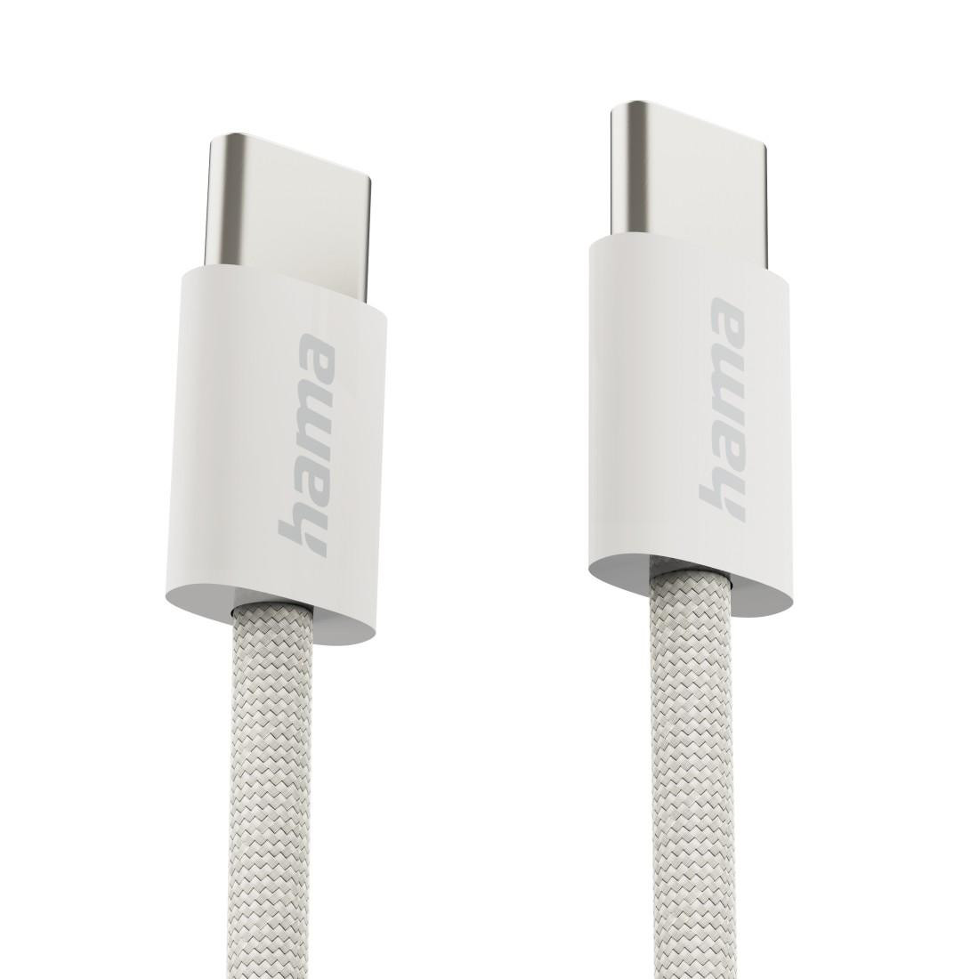 Кабел за зареждане HAMA Fabric, USB-C - USB-C, 1м, Nylon, Сив - 201728 - 2