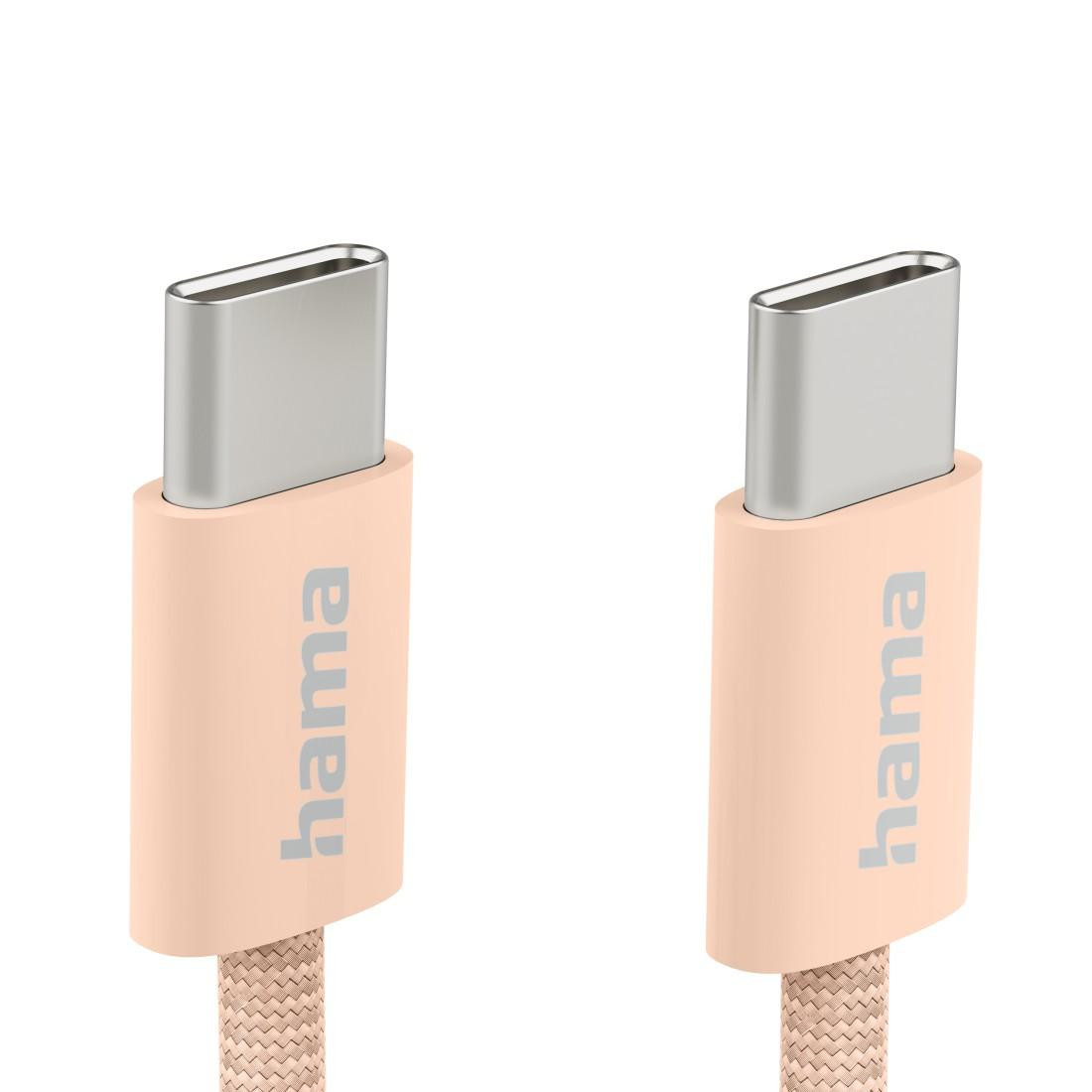 Кабел за зареждане HAMA Fabric, USB-C към USB-C, 1m, Nylon, оранжев - 201727 - 4