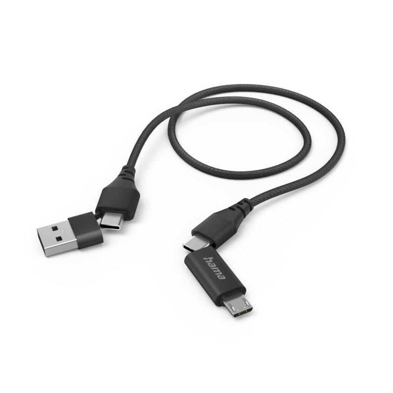 Кабел за зареждане HAMA, USB-A към Micro USB/USB-C, 1.5 м - 201537 - 2