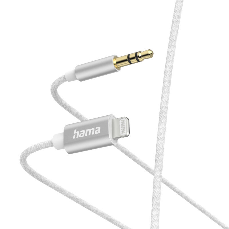Аудио кабел HAMA, Lightning към 3.5mm, 1.0м, Бял - 201522 - 1