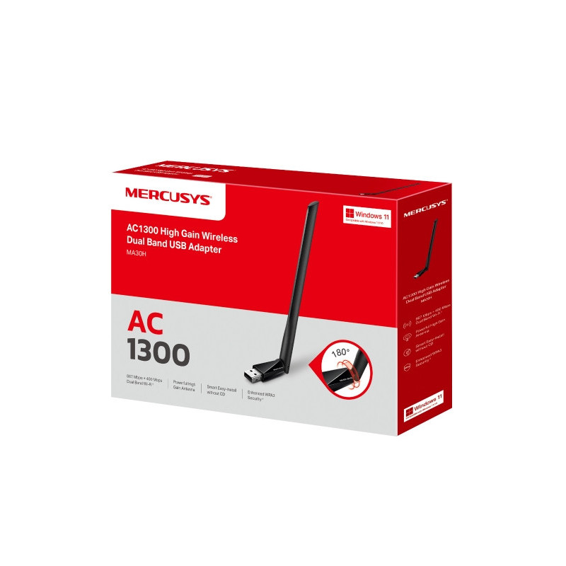 Wi-Fi адаптер Mercusys MA30H, USB 2.0, AC1300 - 7