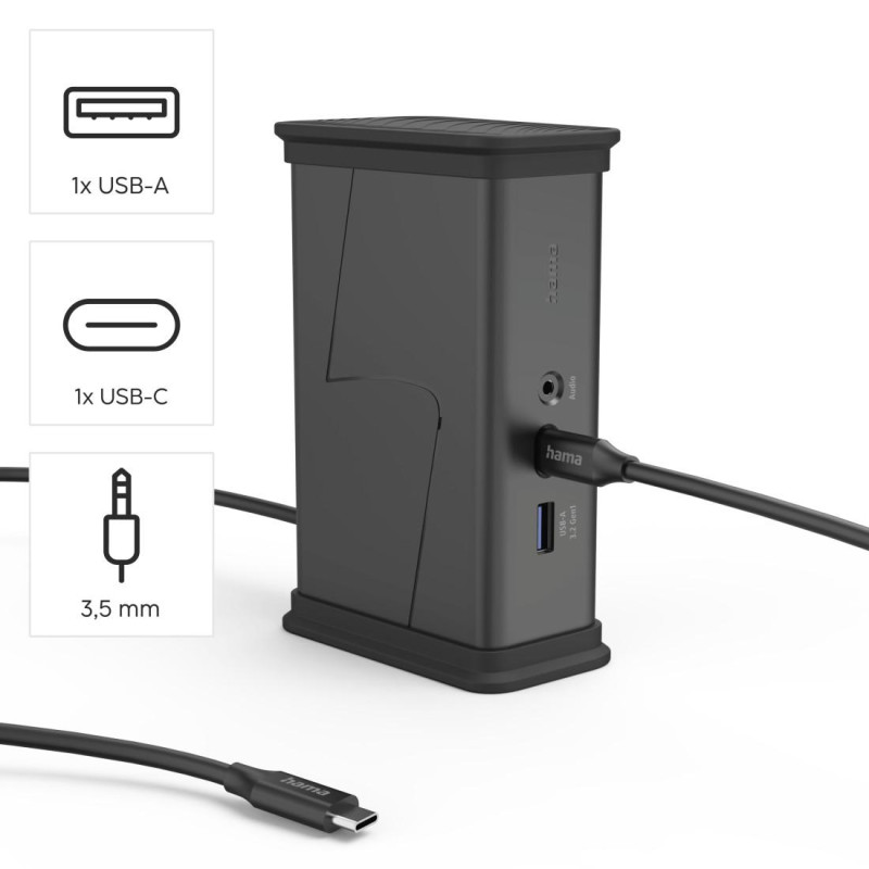 Докинг станция HAMA Connect2Office Black, 9 порта, 2x HDMI, USB-A, USB-C, LAN - 200150 - 5