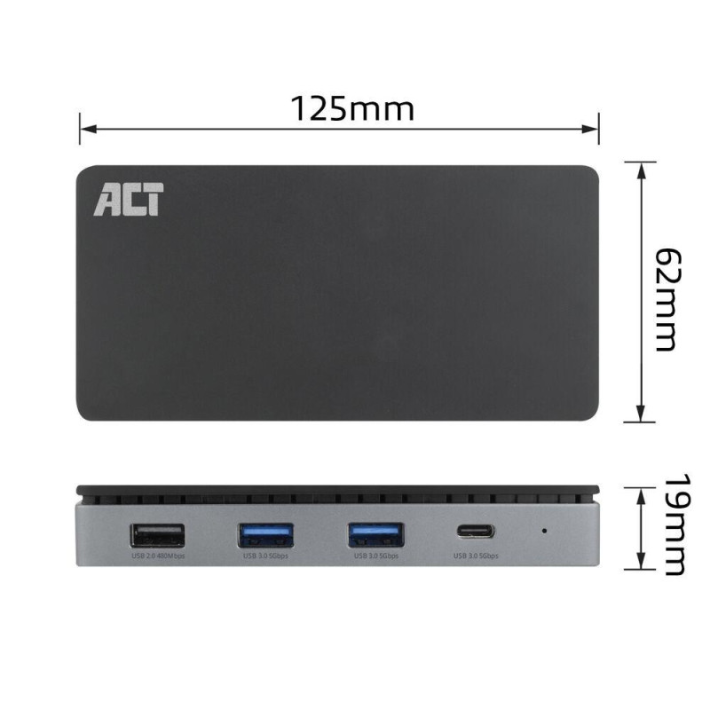 Докинг станция ACT, USB-C, 2x HDMI, Ethernet, 3x USB-A - AC7093 - 4