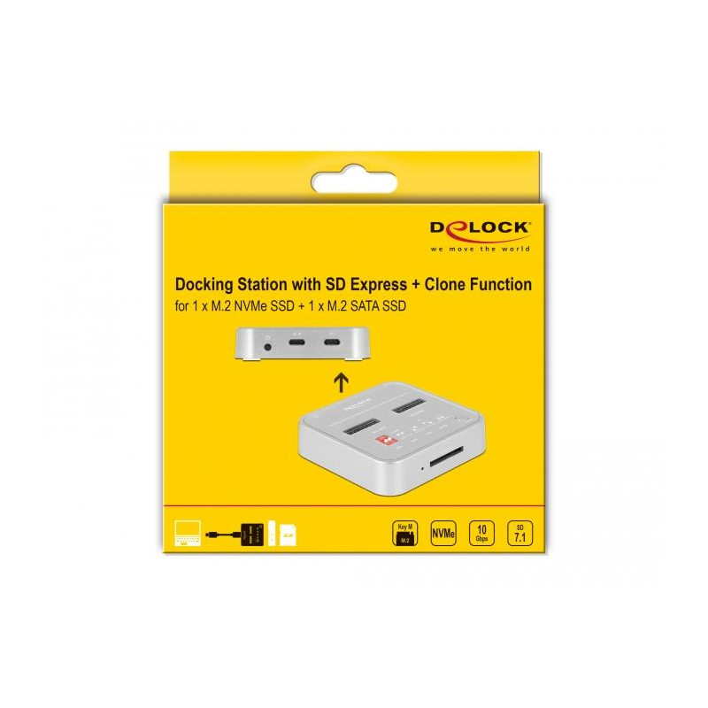 Докинг станция DeLock, SD Express Card Reader, M.2 NVMe/SATA, USB-C - 64138 - 6