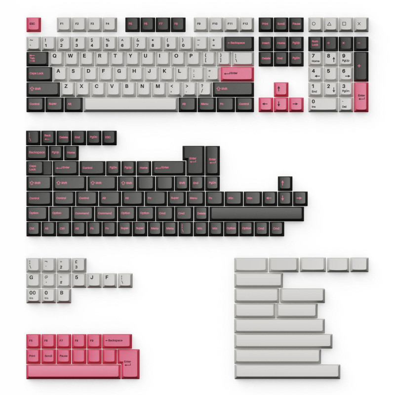 Капачки за механична клавиатура Keychron Cherry Profile Double-Shot PBT, 219 капачки, Dolch Pink - PBT-15 - 1
