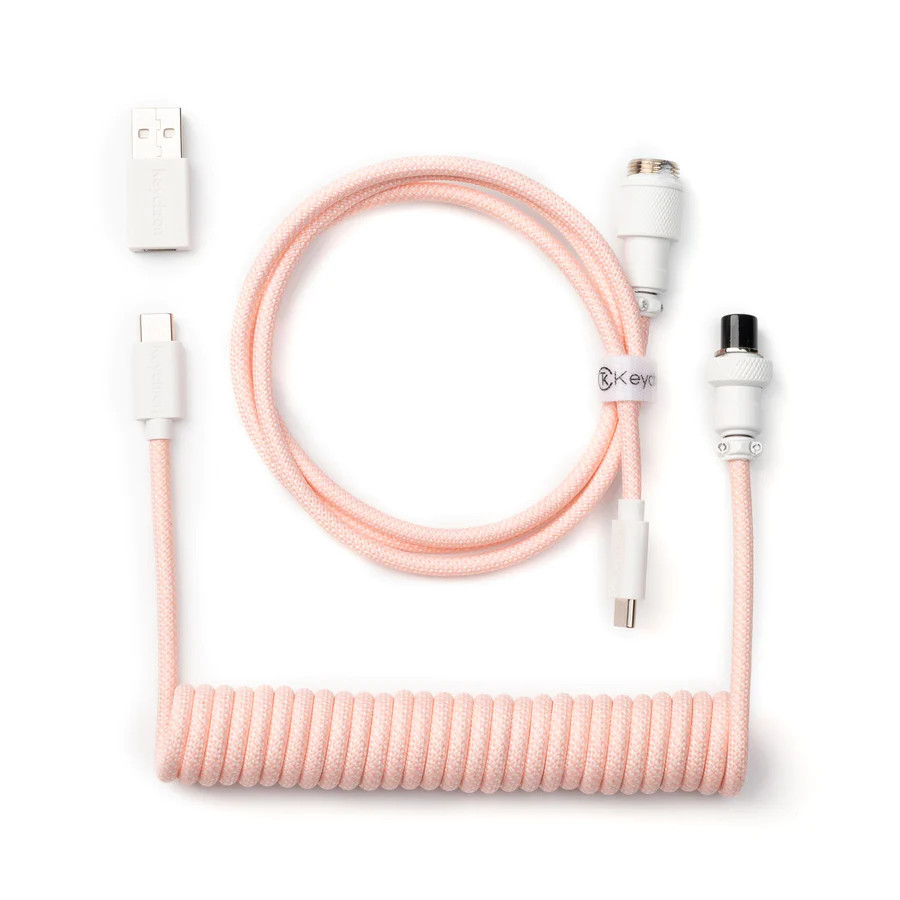 Кабел за клавиатура Keychron Coiled Aviator, Светло Розов, USB-C - Cab-15 - 2