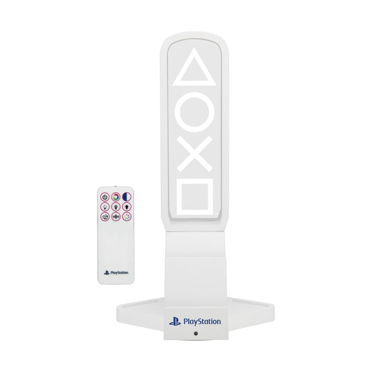 Светеща поставка за слушалки, геймпад и телефон Paladone Playstation, 240×230×190mm, бяла с дистанционно управление - PP14328PS - 1