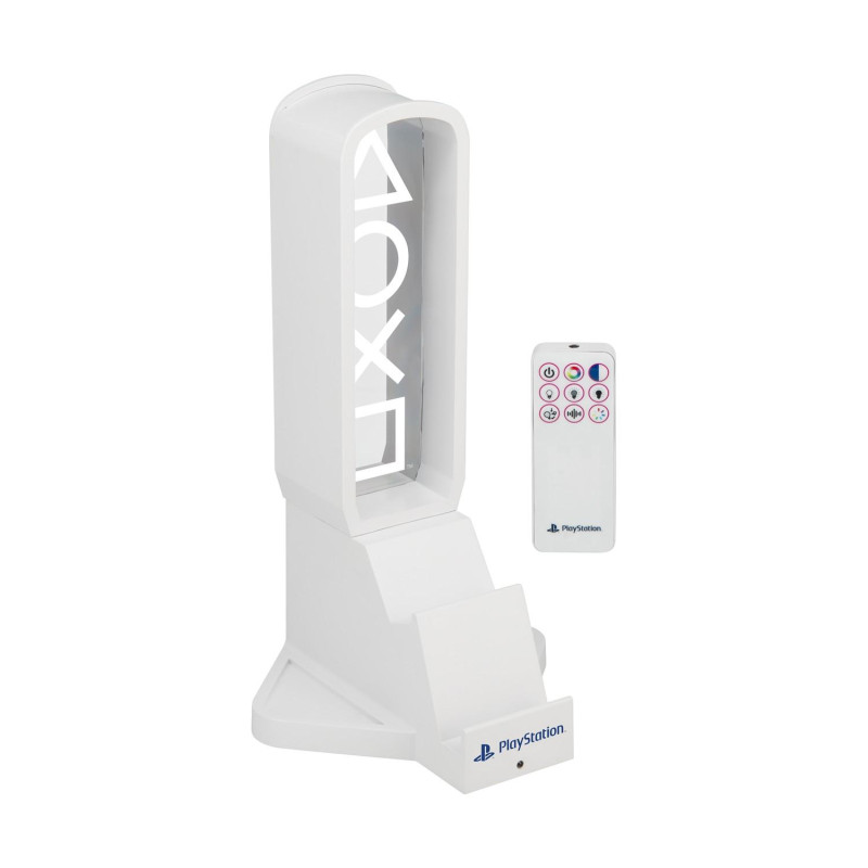Светеща поставка за слушалки, геймпад и телефон Paladone Playstation, 240×230×190mm, бяла с дистанционно управление - PP14328PS - 3