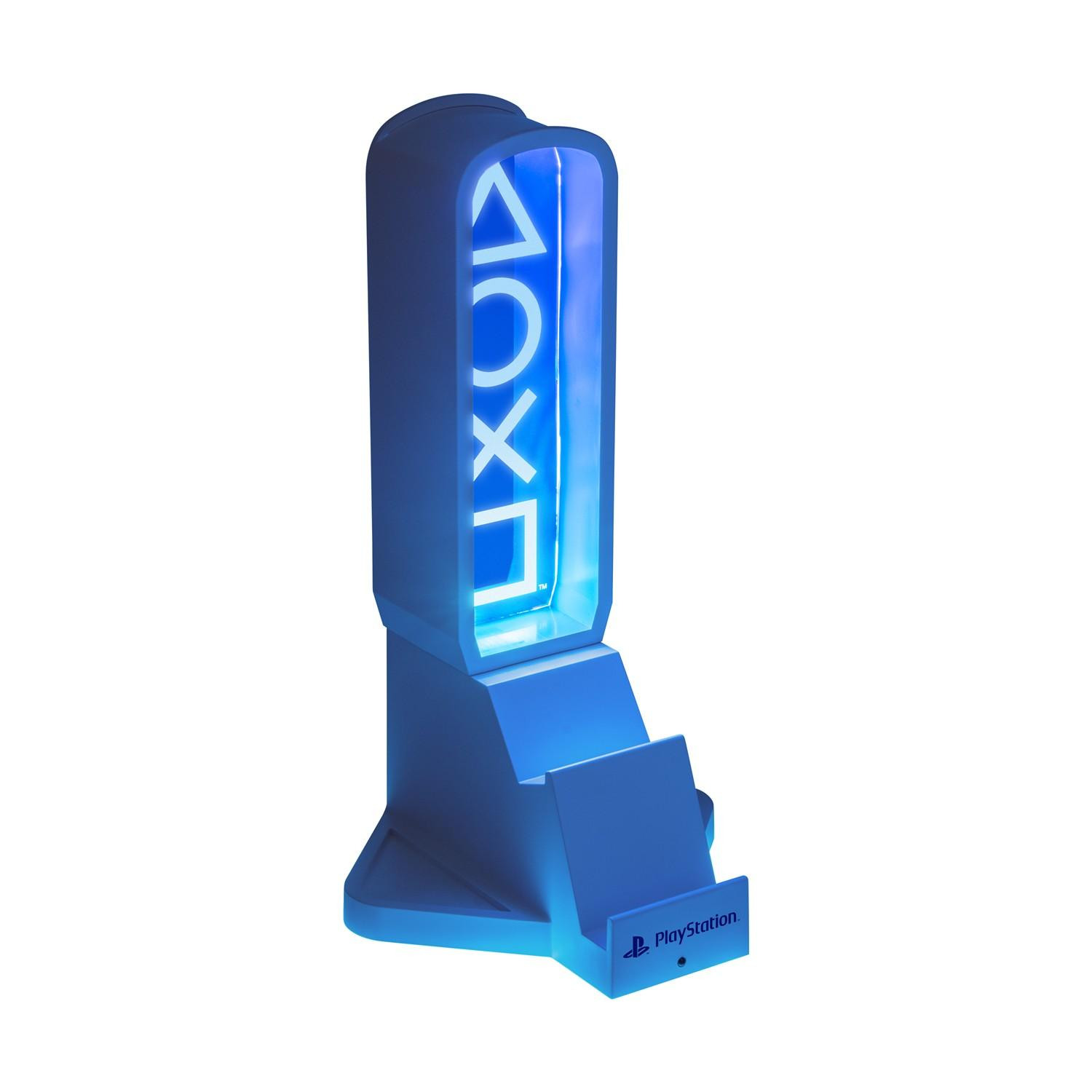 Светеща поставка за слушалки, геймпад и телефон Paladone Playstation, 240×230×190mm, бяла с дистанционно управление - PP14328PS - 4