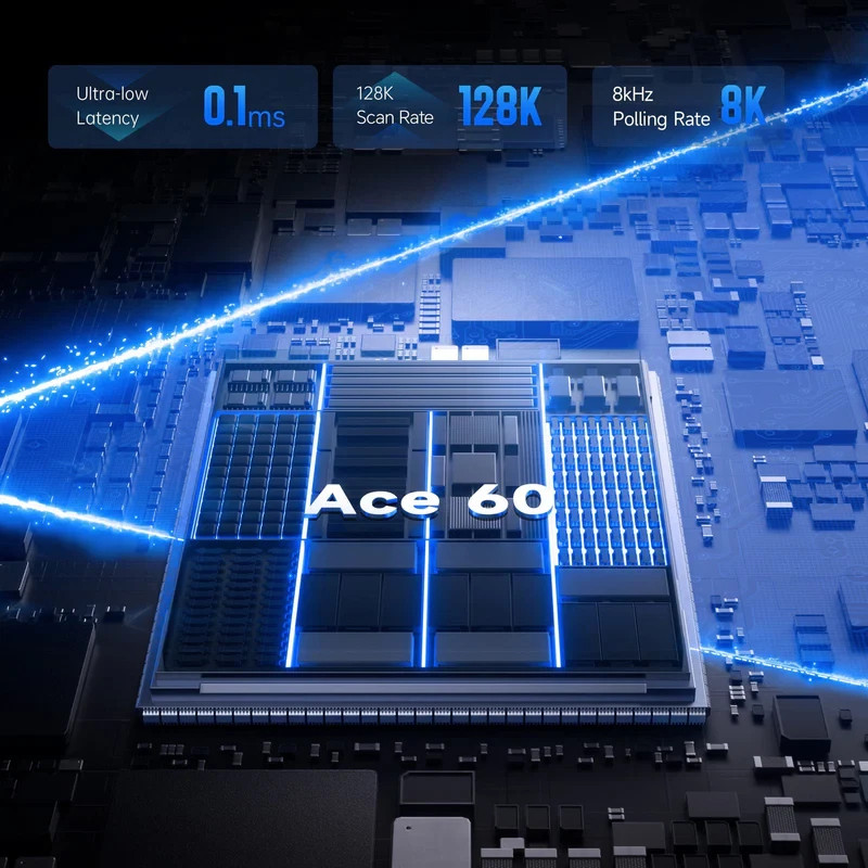 Механична нископрофилна геймърска клавиатура MCHOSE Ace 60 Pro, 60%, KTEK Magnetic Switch Linear, 8000Hz, Черна - ACE60-4A - 3