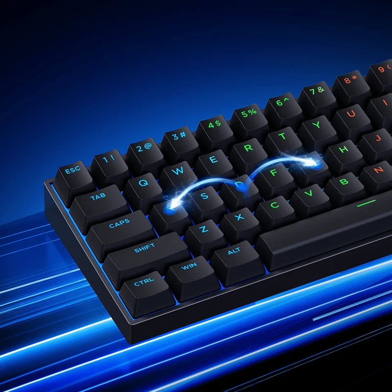 Механична нископрофилна геймърска клавиатура MCHOSE Ace 60 Pro, 60%, KTEK Magnetic Switch Linear, 8000Hz, Черна - ACE60-4A - 9