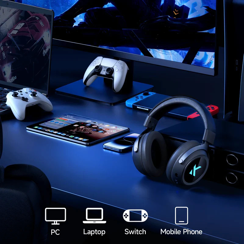 Безжични геймърски слушалки MCHOSE X9, 53mm говорители, Bluetooth/2.4G, RGB подсветка, AI шумоподавяне - MC-X9-1 - 8