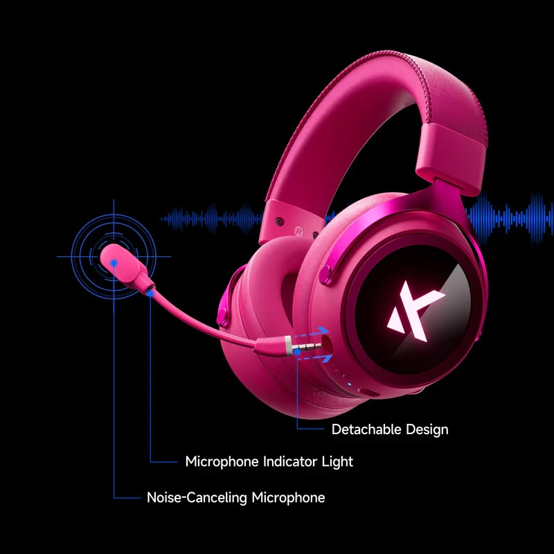 Безжична геймърска слушалка MCHOSE X9, 53mm 113dB, Bluetooth 2.4GHz, RGB подсветка, AI шумоподтискане - MC-X9-2 - 12