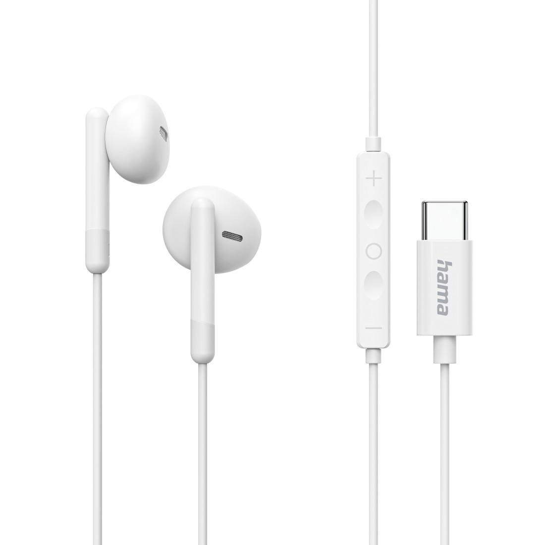 Слушалки HAMA Season II, USB-C, In-Ear, 10mm говорител, микрофон, бели - HAMA-221786 - 1