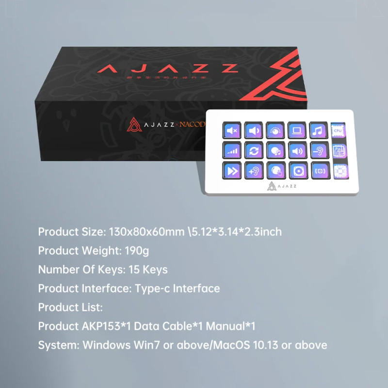 Стрийминг хъб/дек Streaming HUB Ajazz AKP153E, USB-C, 15 програмируеми клавиши - AJ-AKP153E-BK - 10