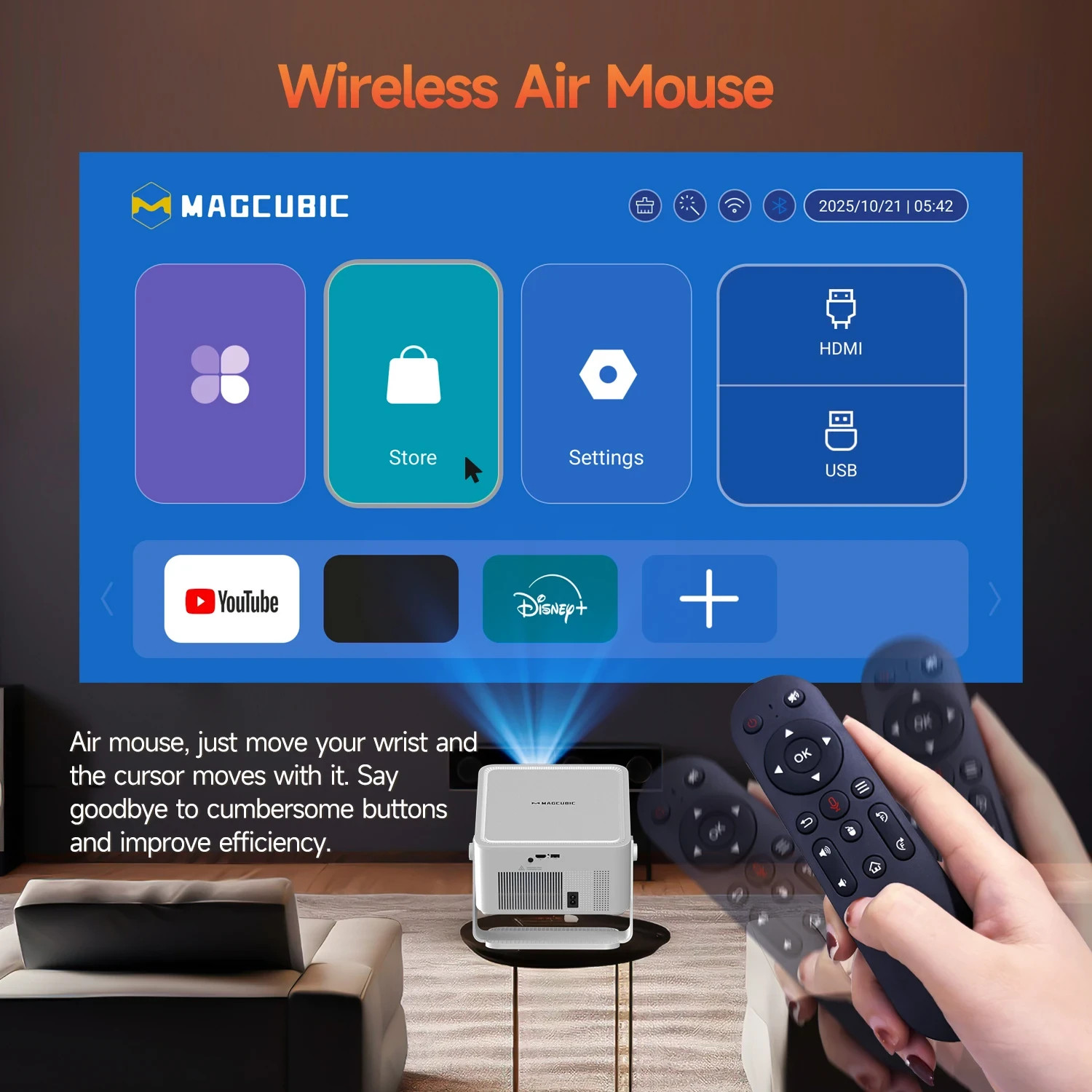 Преносим мултимедиен проектор MagCubic HY450MAX, 8K поддръжка, Allwinner H726, 2GB RAM, 16GB ROM, Android 14 - MAGCUBIC-HY450MAX - 3