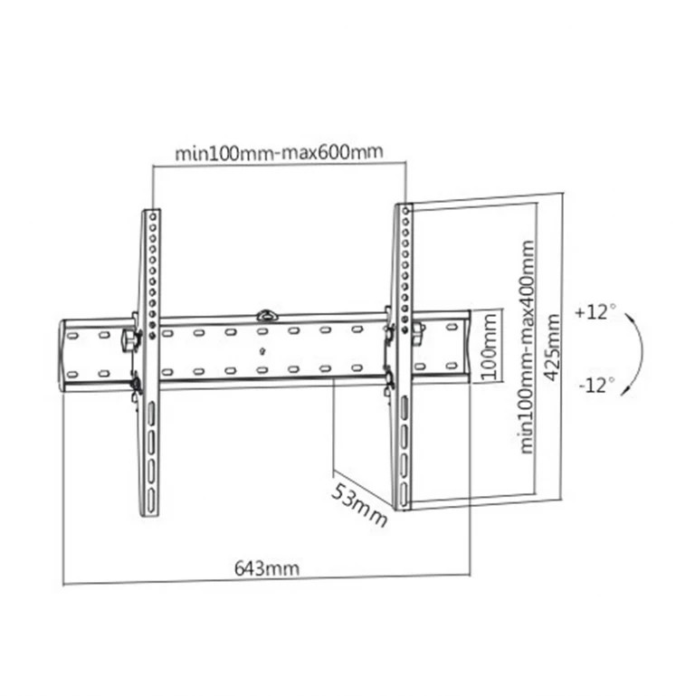 Стенна стойка Gembird WM-70T-02, 37"-70", 40 kg - 4