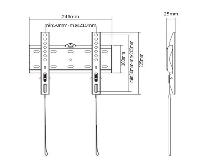 Стенна стойка за телевизор Gembird WM-42F-01, 23"-42", 30 kg, VESA 75x75/100x100/200x100/200x200 - WM-42F-01 - 4